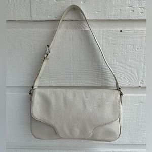 Vintage Brooks Brothers White Pebbled Leather Classic Shoulder Bag Purse